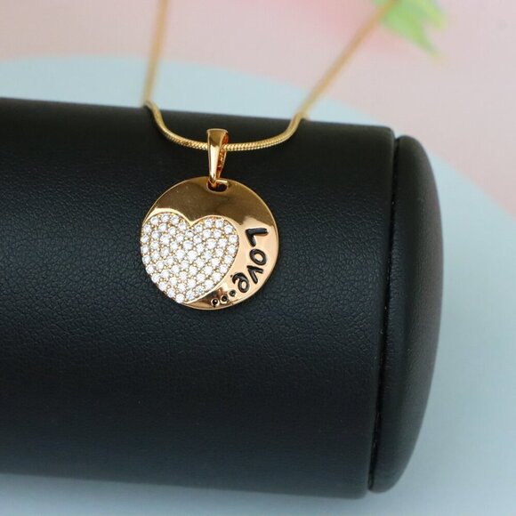 "Round Love Pendant with Heart & Crystals in Rose Gold, XPPT1571 - Picture 5 of 13